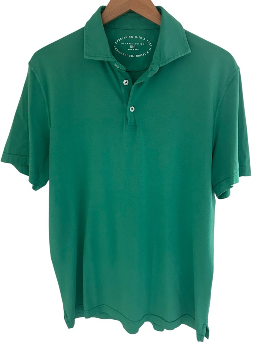 Fedeli Polo Shirt in Organic Cotton Green Made in Italy Size 52 (XL)
